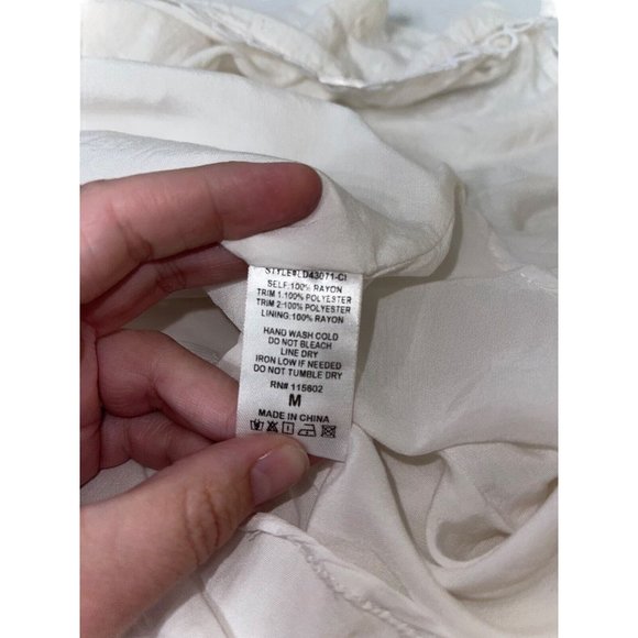 Lush Womens Mini Dress Size Medium White Swiss Dot Crochet Inset Loop Trim - Picture 9 of 9